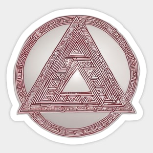 Mystical Geometric Triangle with Intricate Greek Key Pattern No. 917 Sticker